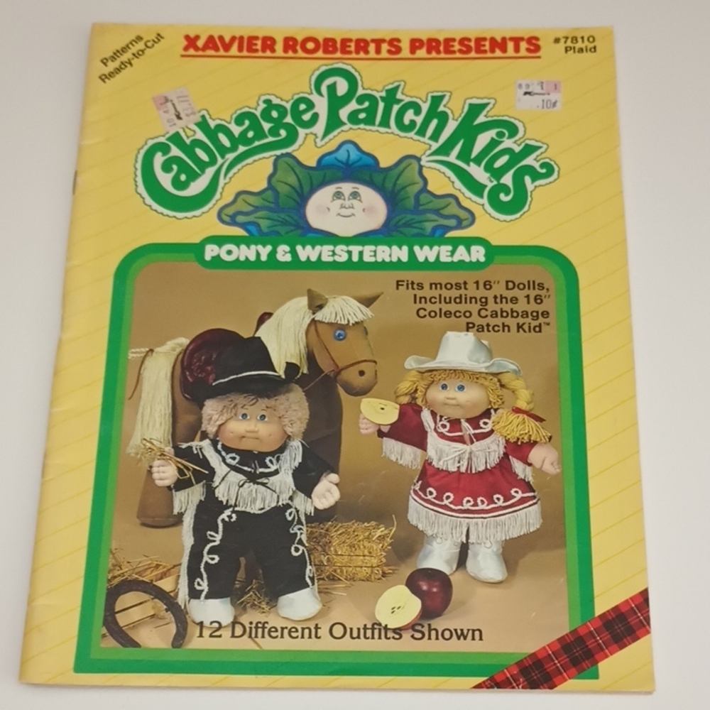 VTG Cabbage Patch Kids Pony & Western Wear Pattern Book Plaid #7810 028995078810